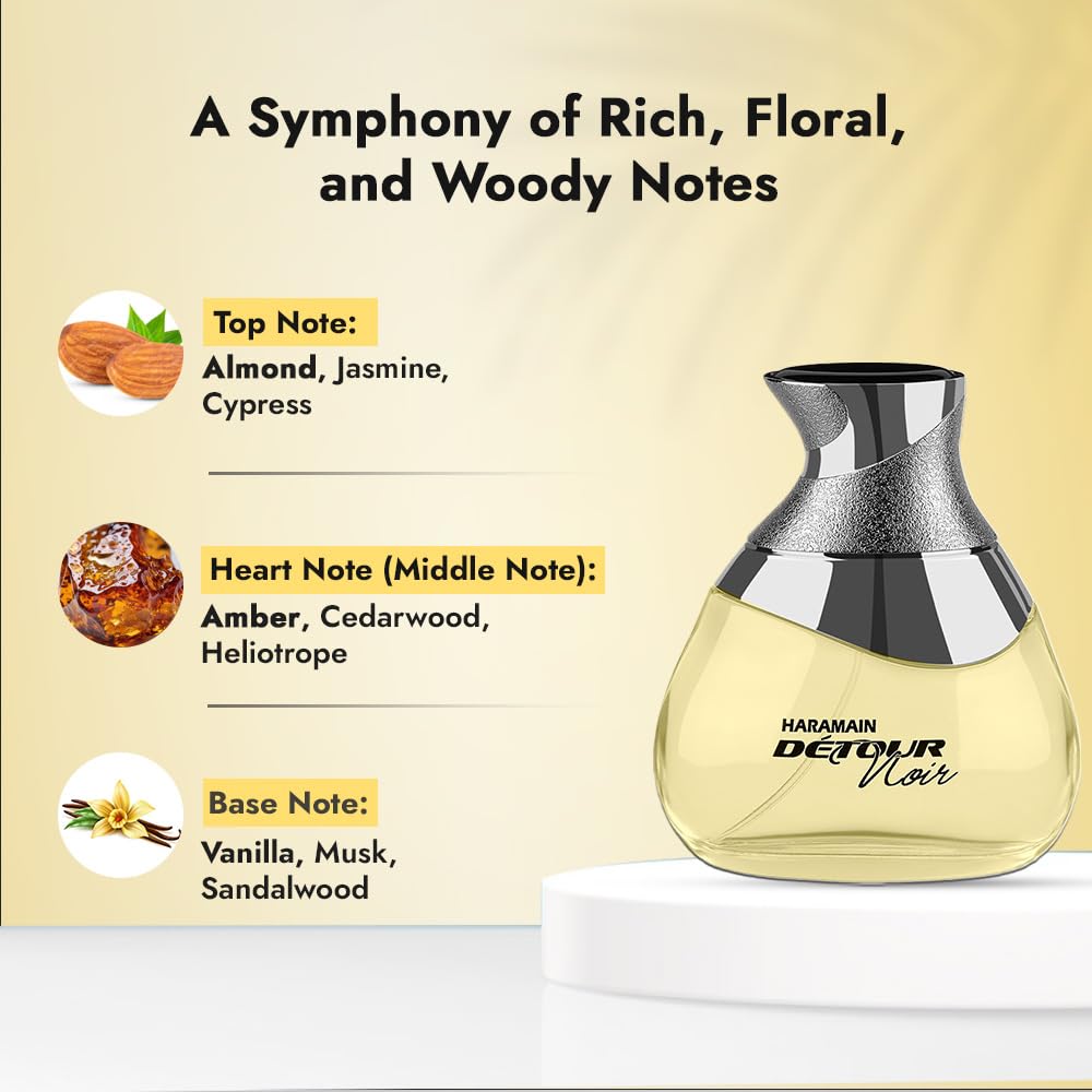 Al Haramain Detour Noir Eau de Perfume Spray for Unisex, 3.33 Ounce - Image 4